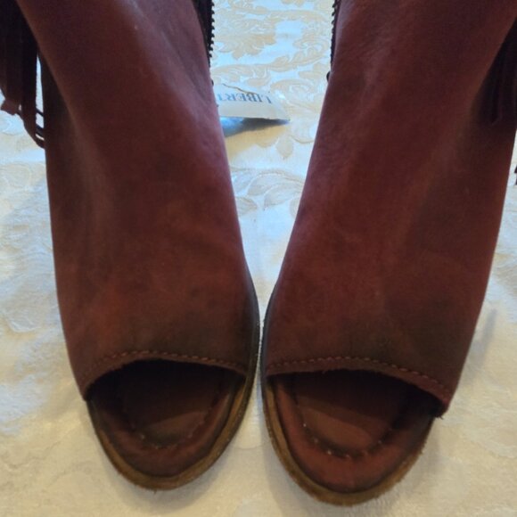 Women's Liberty Black Rojo Concho Fringe Peep Toe Booties - Picture 7 of 11